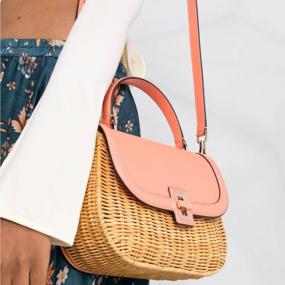 NWT Kate Spade New York Gracie Wicker Medium Top Handle Shoulder Bag